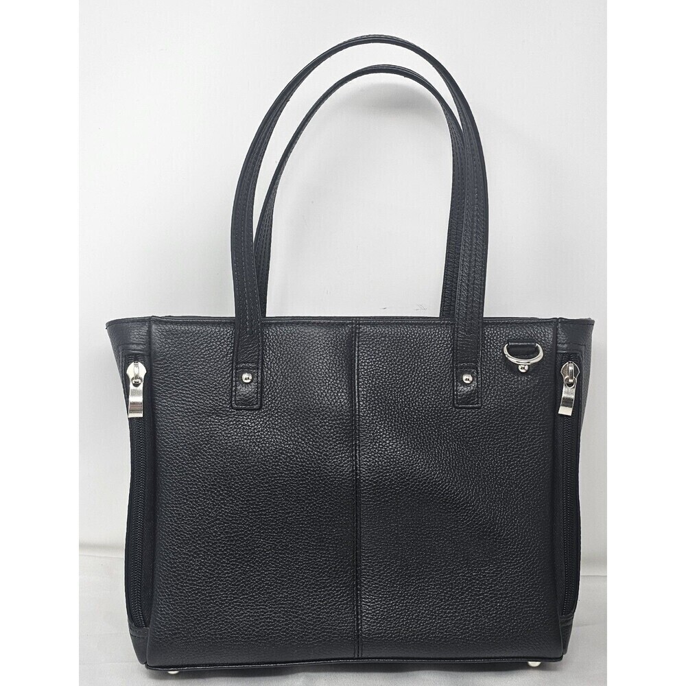 Gun Tote'n Mamas Cargo Pocket Black Leather Conceal Carry Tote Bag Turn Locks - Picture 2 of 16